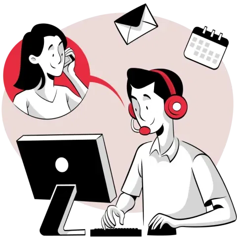 Schedule demo call center illustration